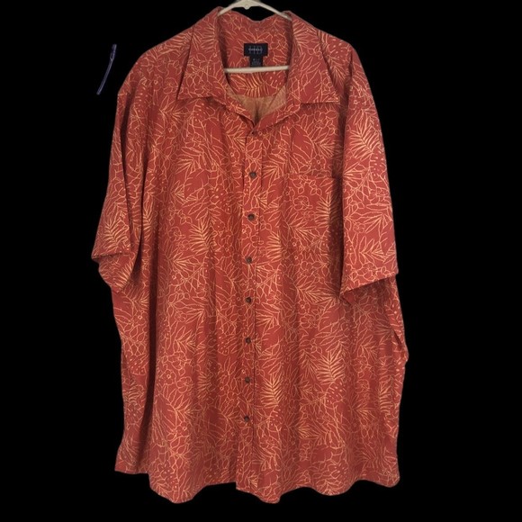 Big & Tall Mens Harbor Bay Hawiian Floral Print Button Front short Sleeve Shirt - Picture 1 of 8